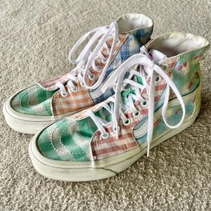 Vans Sk8-Hi Tapered Gingham Block High Top Sneaker Sz 7 Women Pastel White